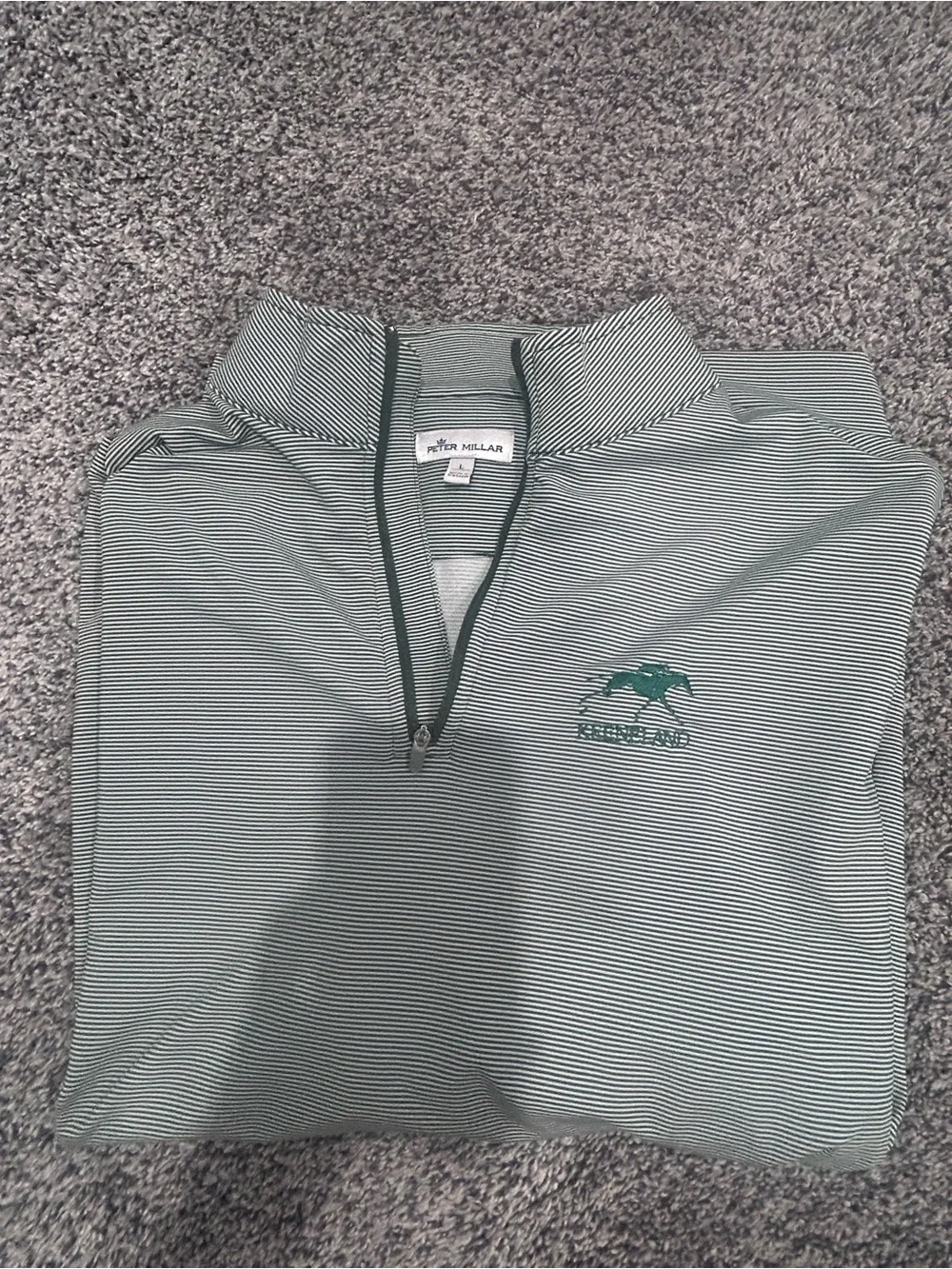 Keeneland Peter Millar Green Striped Lightweight Quarter-Zip Shirt Jacket